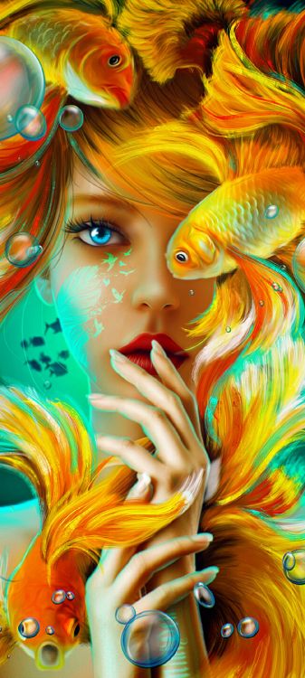 Обои арт, живопись, цифровое искусство, портрет, стиль в разрешении 1080x2400