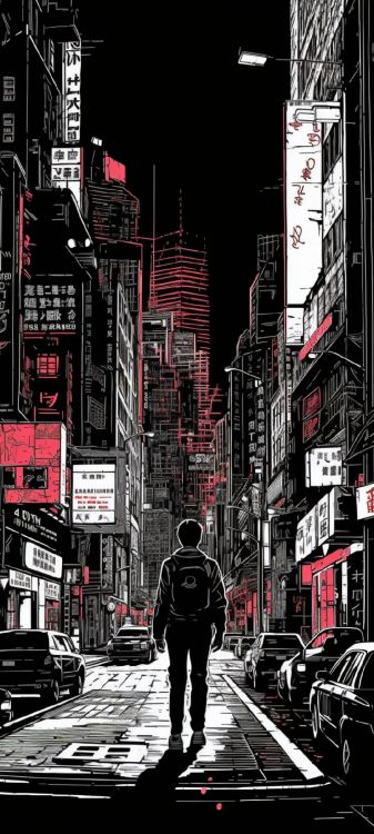 Обои городской район, арт, небоскреб, учетная документация, эстетика в разрешении 1080x2400