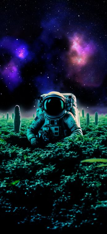 Обои Галактика, планшет, зеленый, мир, астрономический объект в разрешении 1179x2556