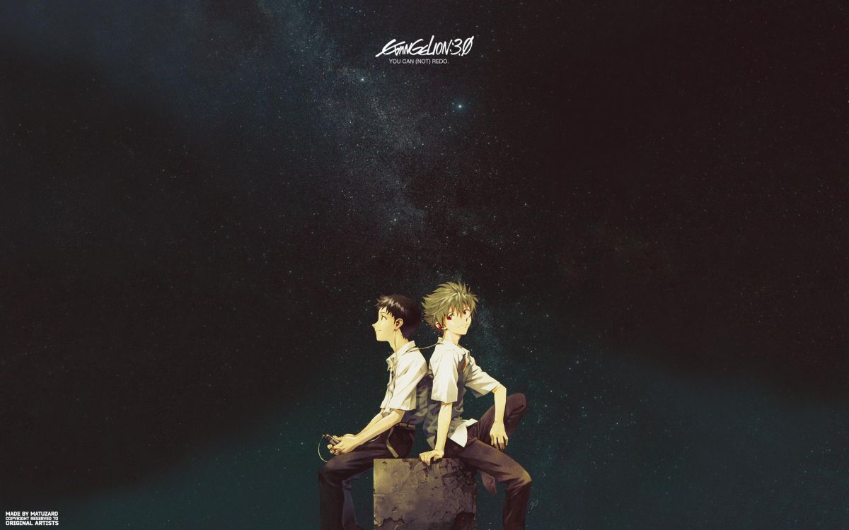 Обои евангелион мирных времен, Синдзи икари, Рэй аянами, Каору нагиса, мальчики трейлер в разрешении 2560x1600