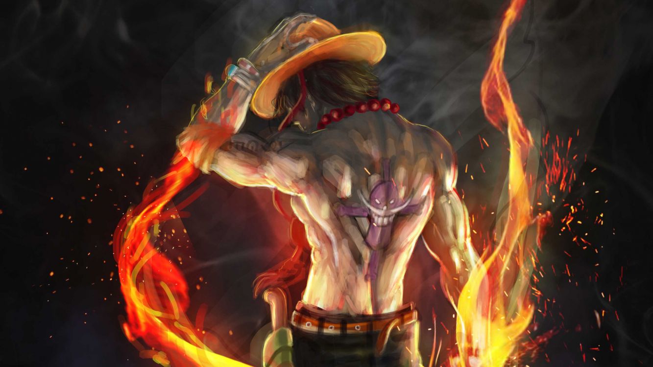 Обои Сабо, один кусок, демон, тепло, пламя в разрешении 3508x1973