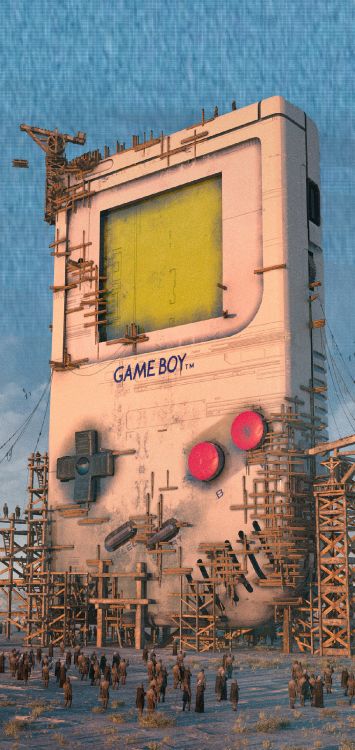 Обои игровая консоль, Ретровейв, древняя технология, арт, древняя история в разрешении 1220x2576