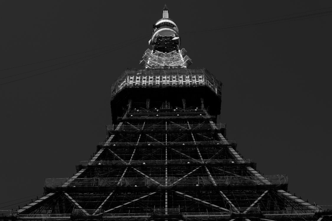 Обои архитектура, ориентир, черный и белый, токийская башня, вышка в разрешении 6000x4000