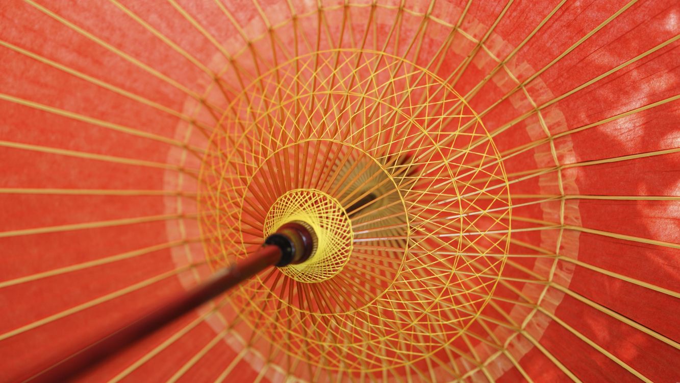 Обои Апельсин, зонтик, круг, узор, симметрия в разрешении 3840x2160