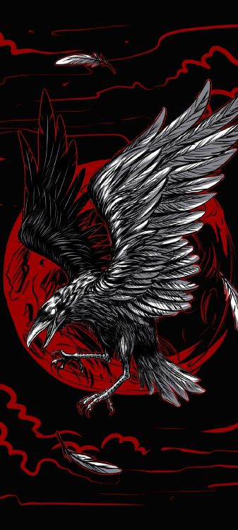 Обои крыло, футболка, птица, мифическое существо, жест в разрешении 1080x2400