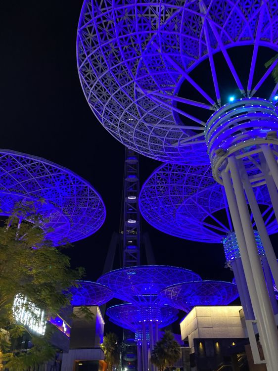 Обои Сингапур, ориентир, мажорель синий, колесо обозрения, свет в разрешении 1536x2048