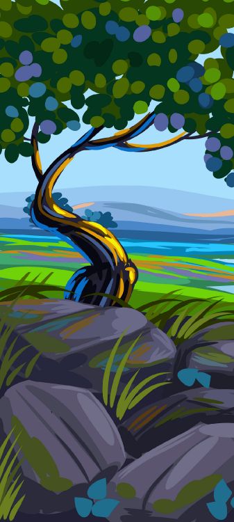 Обои иллюстрация, векторная графика, визуальное искусство, рисование, графика в разрешении 1080x2400