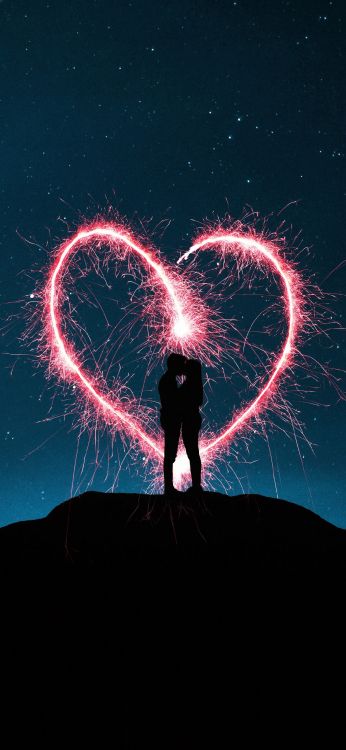 Обои День Святого Валентина, редактирование, событие, темнота, Счастлив в разрешении 1080x2340