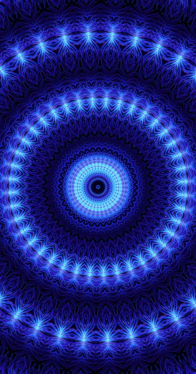 Обои фрактальное искусство, синий кобальт, синий, финал сезона, калейдоскоп в разрешении 1920x3656
