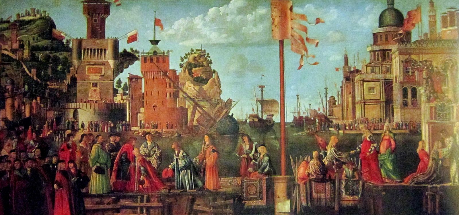 Обои Галерея dellAccademia, возрождение, живопись, произведение искусства, Легенда о Святой Урсуле в разрешении 4027x1887