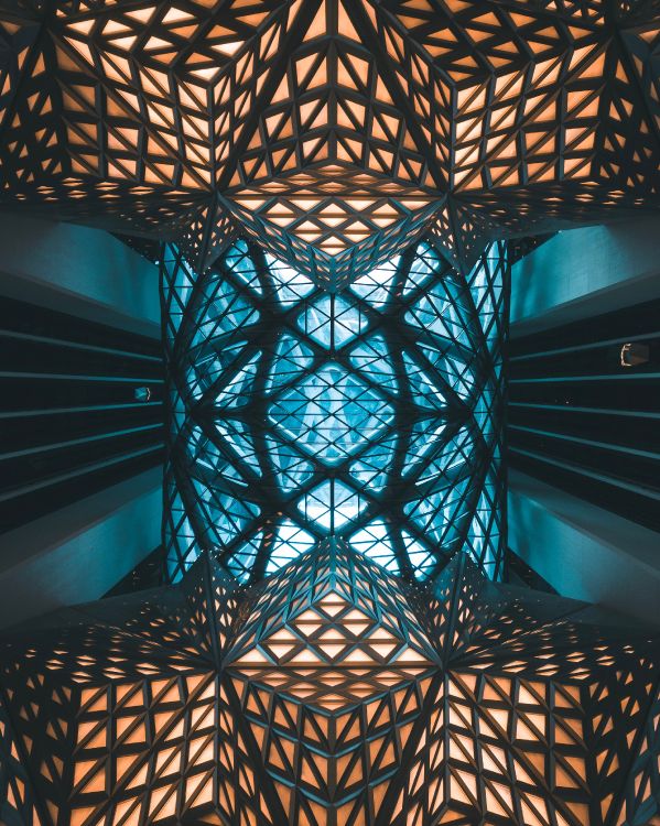 Обои архитектура, дизайн, синий, симметрия, свет в разрешении 2863x3579