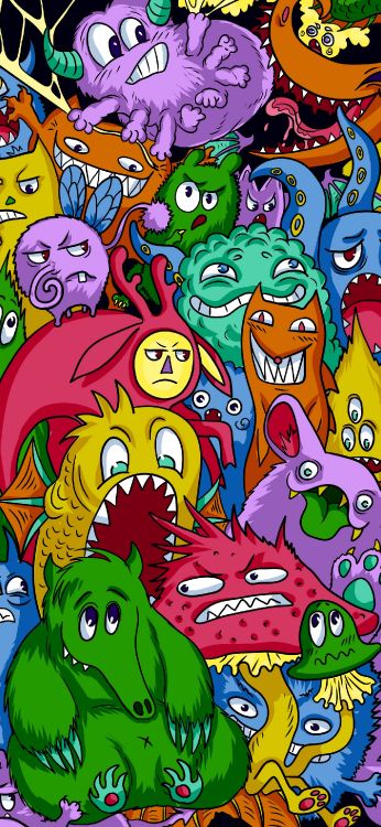 Обои мультфильм, визуальное искусство, комиксы, арт, зеленый в разрешении 1407x3045