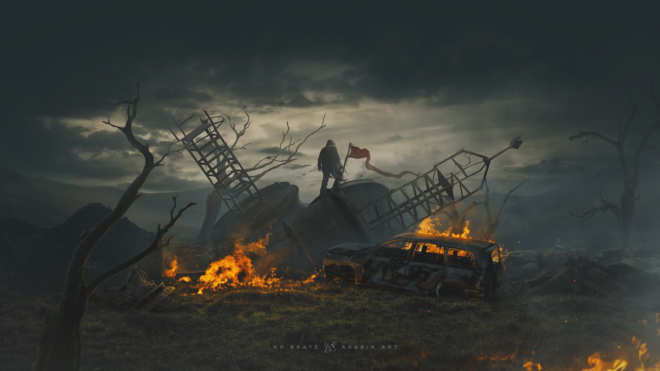 Обои Макс Асабин Последний рубеж, арт, цифровое искусство, видеоарт, артист в разрешении 3840x2160