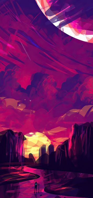 Обои искусство Мухаммеда Нафая, атмосфера, мир, пурпур, природа в разрешении 1422x3000