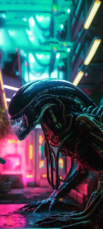 Обои свет, арт, внеземная жизнь, незнакомец, автомобильное освещение в разрешении 1080x2400