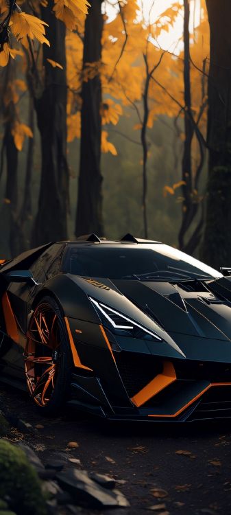 Обои отражение, легковые автомобили, колесо, шина, капюшон в разрешении 1080x2400