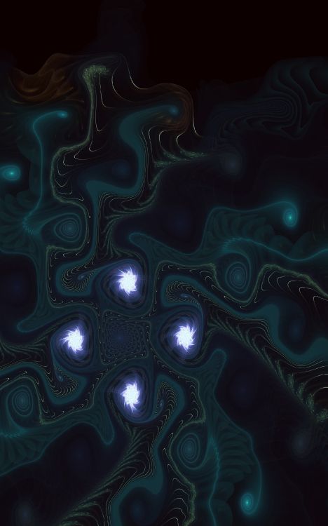 Обои фрактал, фрактальное искусство, узор, синий, вода в разрешении 1600x2560