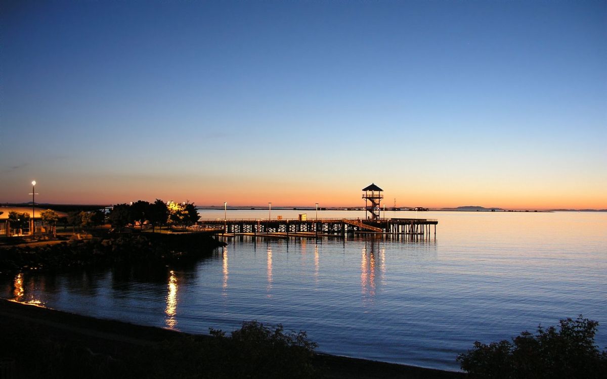 Обои закат, пляж, вода, горизонт, вечер в разрешении 1920x1200