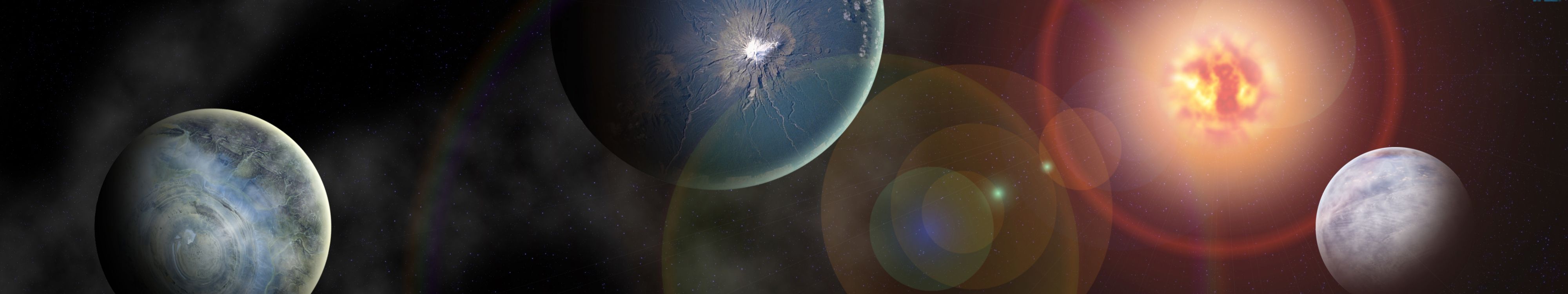 Обои тройной монитор, земля, планета, атмосфера, космическое пространство в разрешении 5760x1080