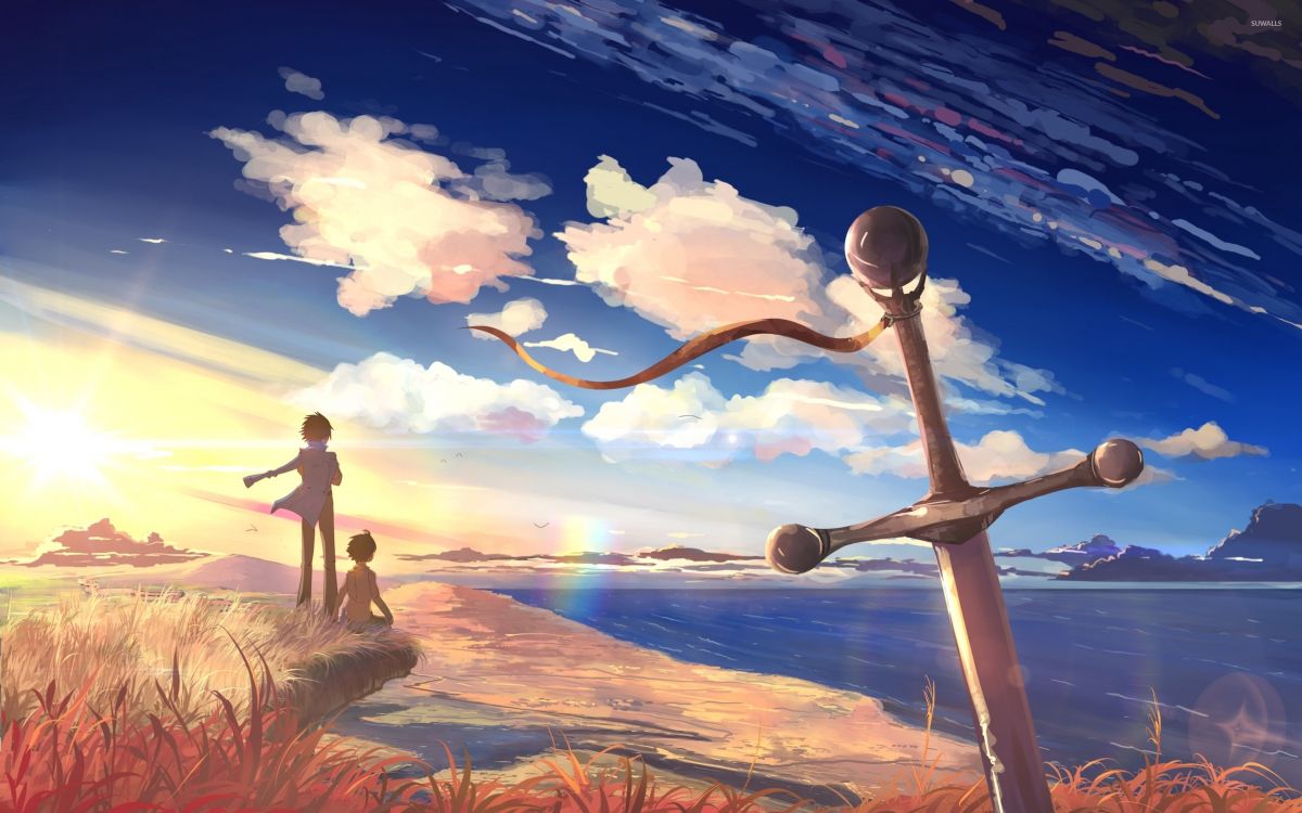 Обои аниме, облако, Счастлив, атмосфера, иллюстрация в разрешении 2560x1600
