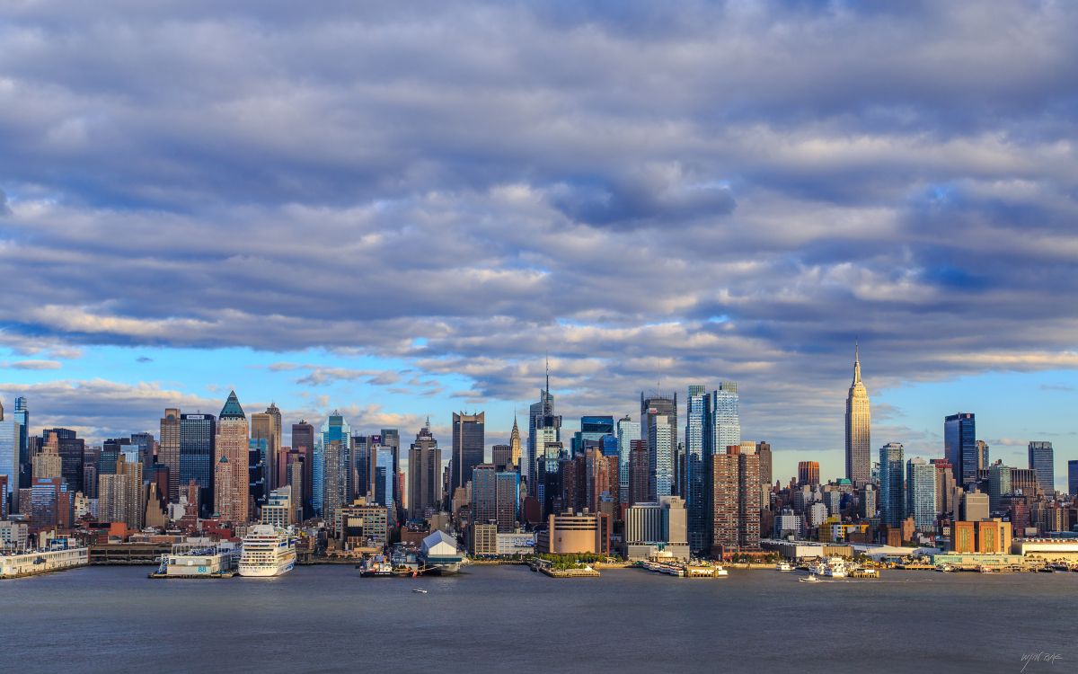Обои вид на Нью-Йорк, Манхеттен, городской пейзаж, город, линия горизонта в разрешении 2880x1800