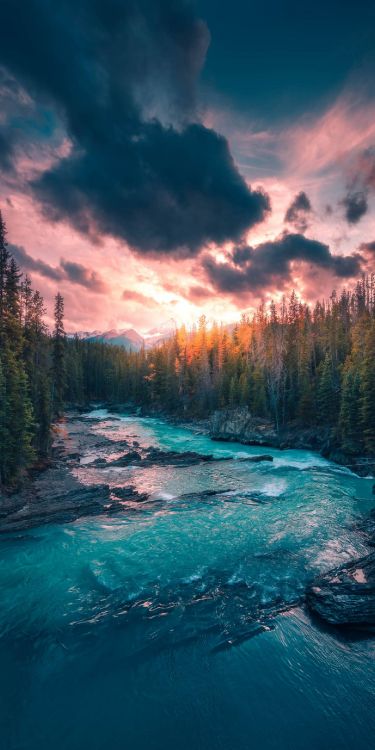 Обои река изумрудов, природа, реки, облако, вода в разрешении 1440x2880