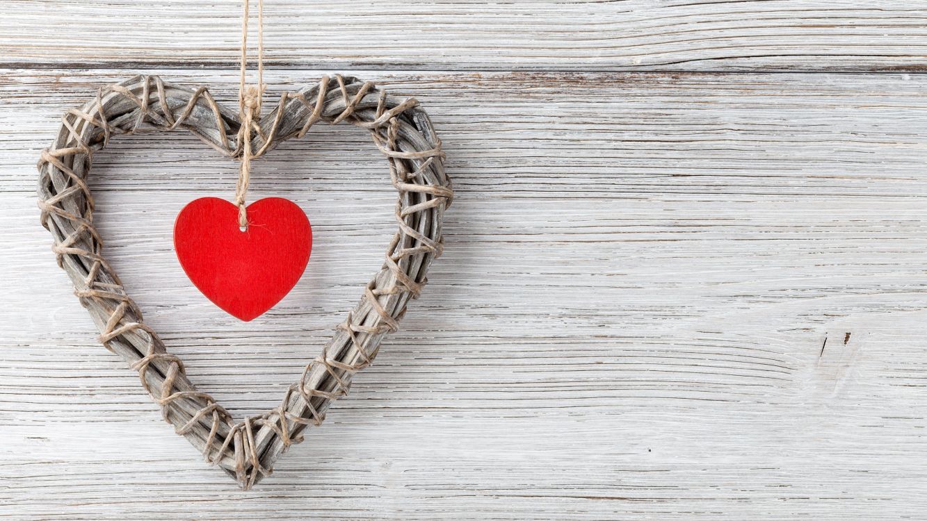 Обои сердце, любовь, древесина, прут, День Святого Валентина в разрешении 3840x2160