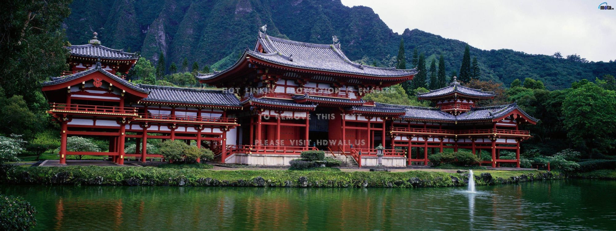Обои Byodo-В Храме, храм, китайская архитектура, японская архитектура, святыня в разрешении 3200x1200