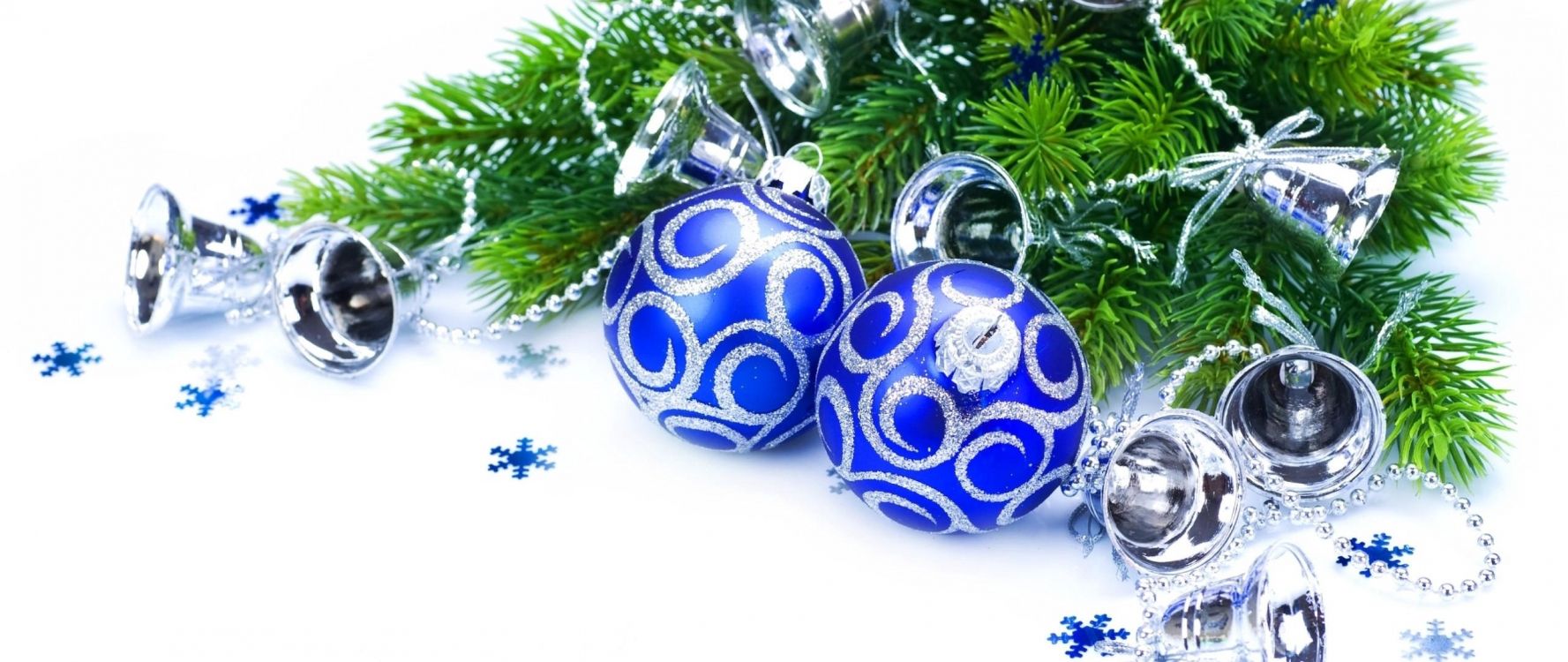 Обои Рождественский день, Рождественские украшения, рождественский орнамент, синий, Рождество в разрешении 2560x1080