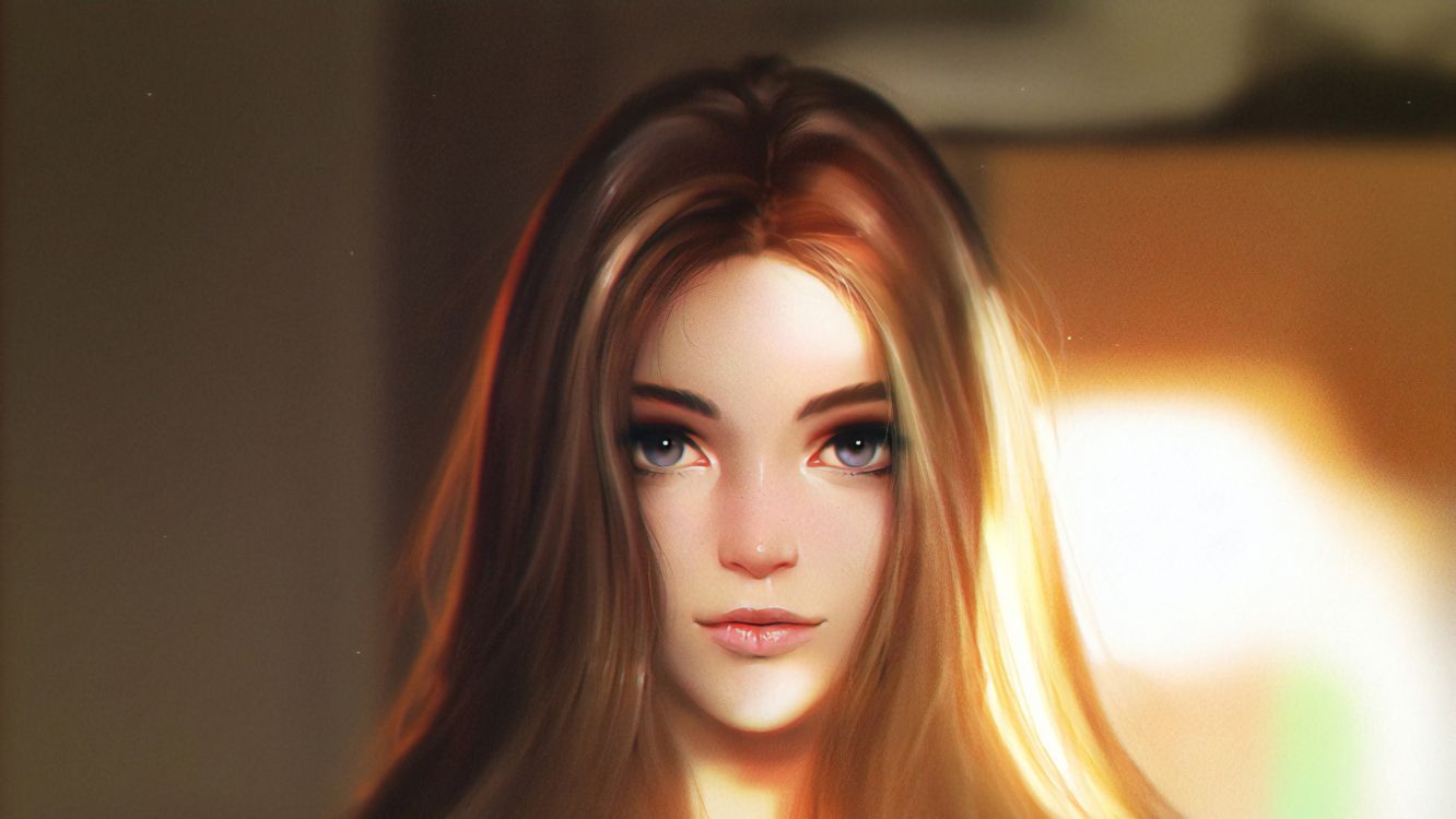 Обои лицо, рисование, губа, бровь, волосы в разрешении 3000x1688