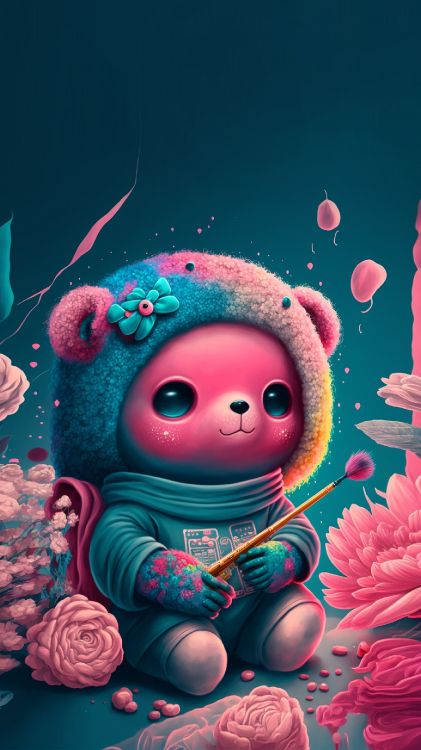 Обои арт, вода, розовый, Счастлив, красный цвет в разрешении 1620x2880