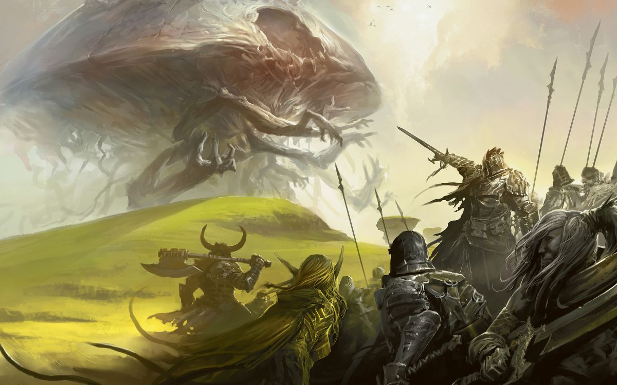Обои magic the gathering, игральная карта, иллюстрация, фикция, битва в разрешении 2560x1600