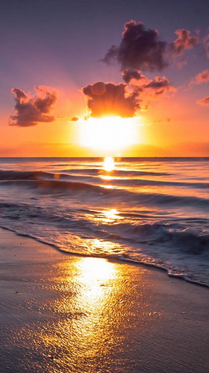 Обои горизонт, закат, восход солнца, море, вода в разрешении 1080x1920