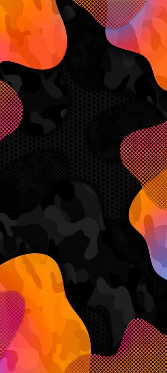 Обои Оранжевый цвет, коричневый цвет, черный, серый цвет, арт в разрешении 1080x2400