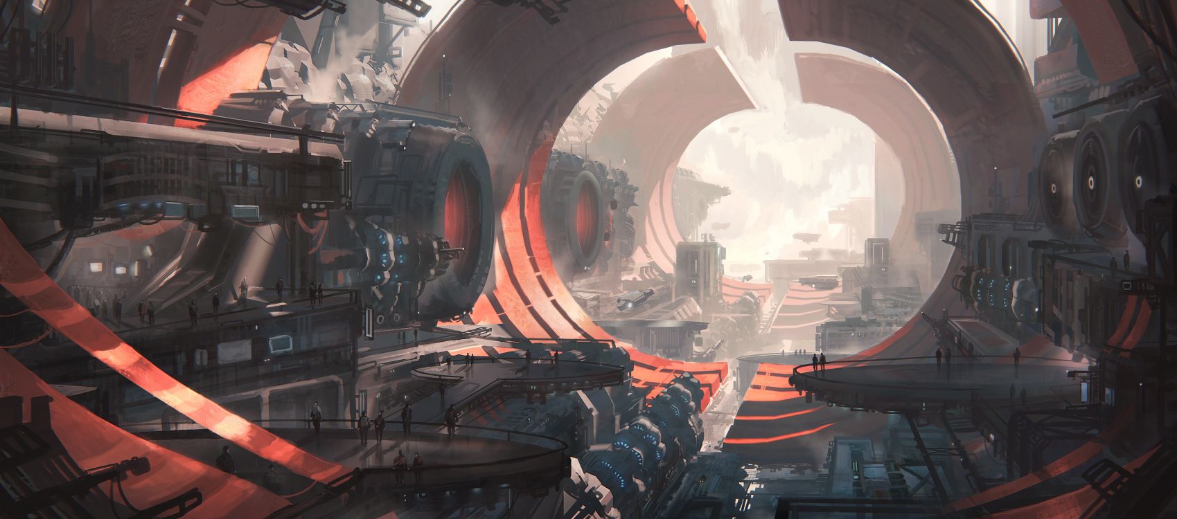 Обои компьютерная игра, концепт арт, экологическое искусство, фантастическое искусство в разрешении 4000x1765