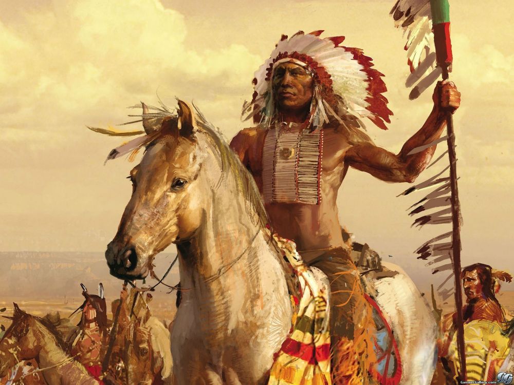 Обои мифология, арт, искусство, холст, Лошадь американских индейцев в разрешении 1920x1440
