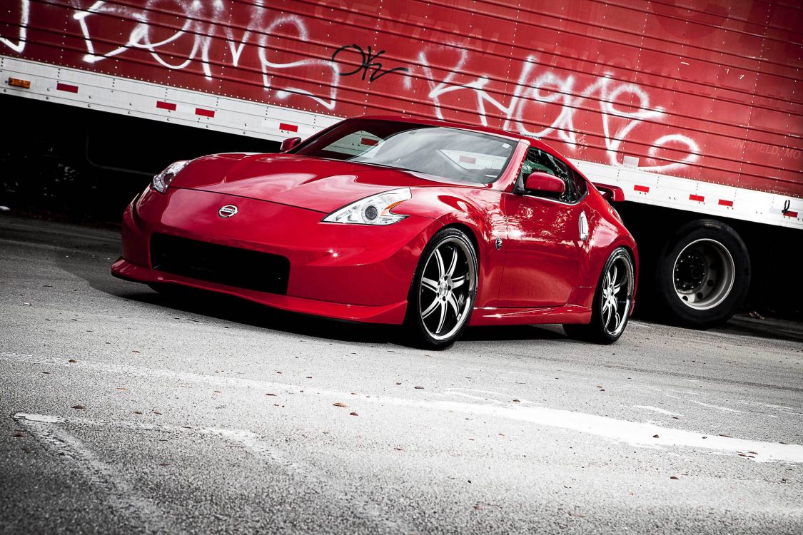 Обои Ниссан, авто, nissan 370z, спорткар, красный цвет в разрешении 2300x1533