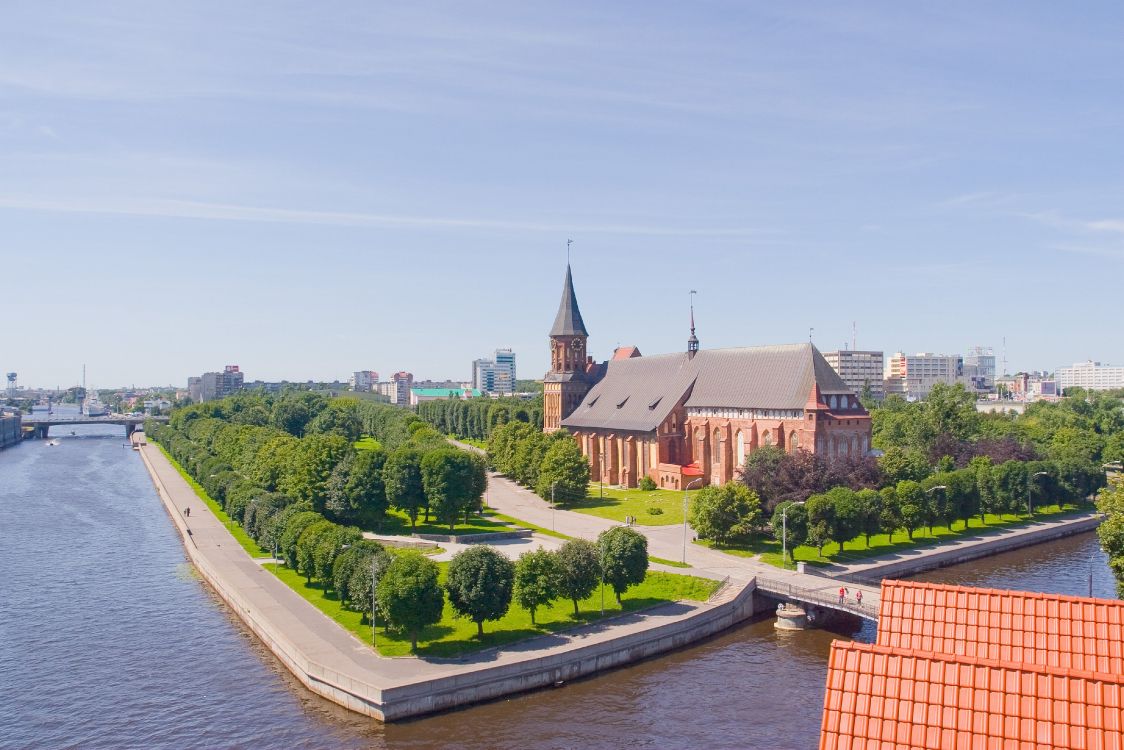 Обои кафедральный собор Кенигсберга, реки, город, водный путь, панорама в разрешении 4096x2731