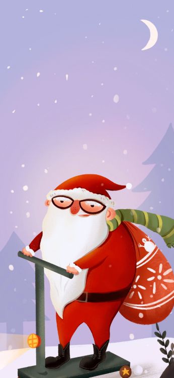 Обои Новый год, Рождество, Санта-Клаус, Рождественский день, мультфильм в разрешении 1797x3889