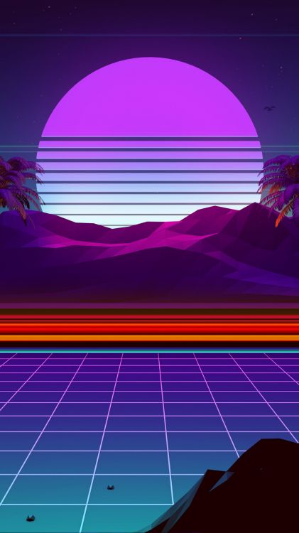Обои эстетика, Ретровейв, Synthwave, стиль ретро, ios в разрешении 1080x1920