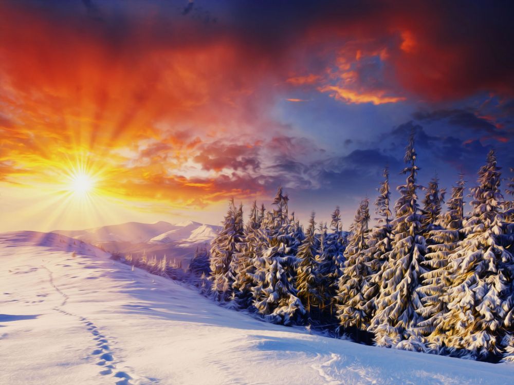 Обои снег, зима, облако, замораживание, гора в разрешении 2560x1920