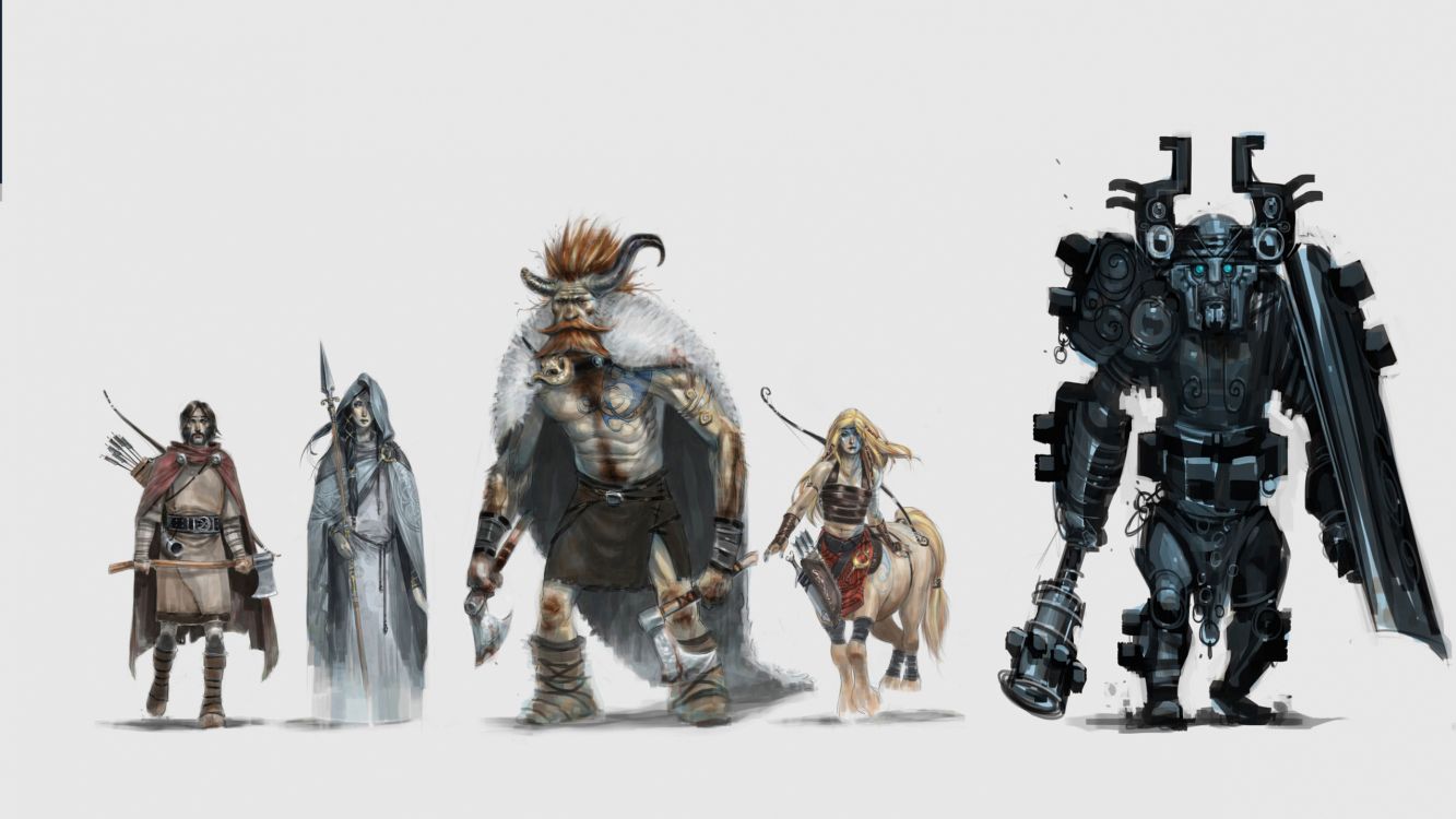 Обои фигурка, иллюстрация, концепт арт, копье, игра в разрешении 2560x1440