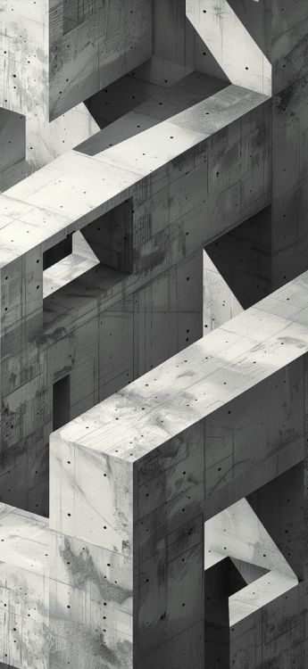 Обои бетон, белые, черный, прямоугольник, древесина в разрешении 1179x2556