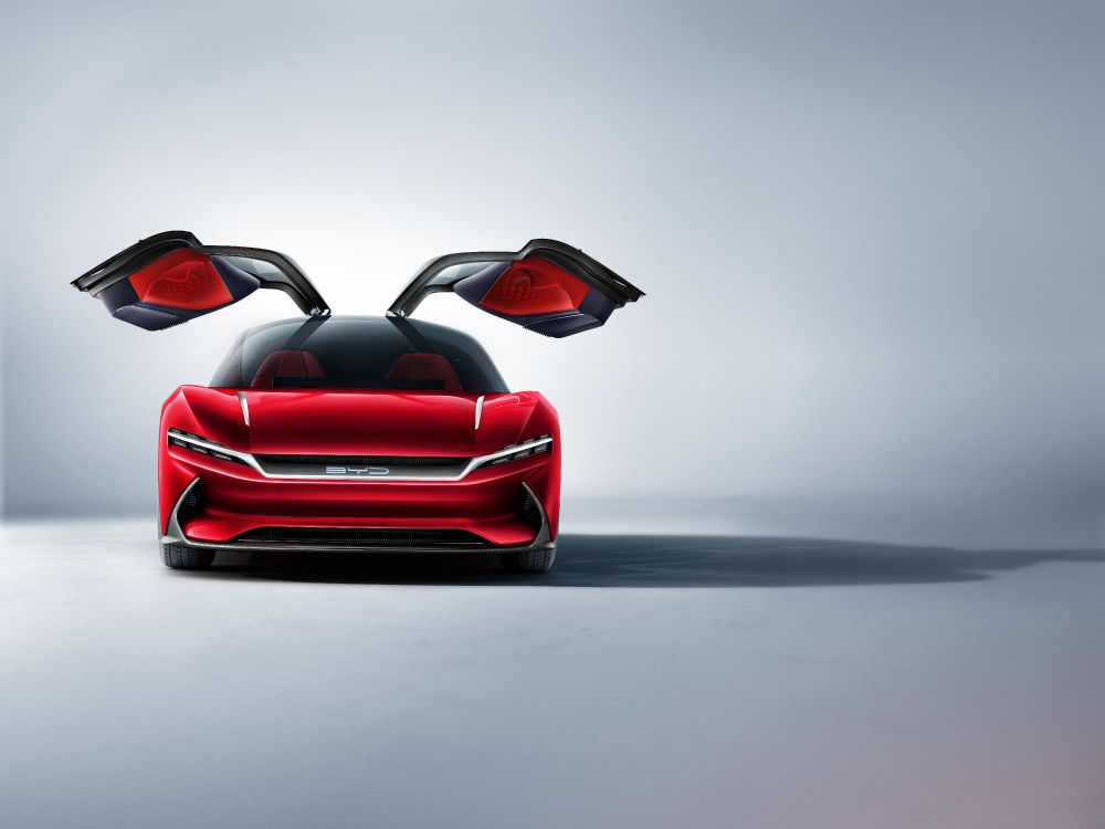 Обои Авто Шанхай, авто, Автомобиль BYD, автомобиль концепции, красный цвет в разрешении 8000x6000