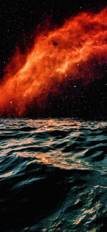 Обои туманность, Эмиссионная туманность, Туманность Калифорния, Астрономия, вода в разрешении 1080x2340