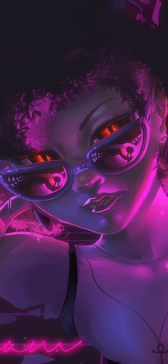 Обои свет, арт, графика, Киберпанк, дизайн в разрешении 1080x2340