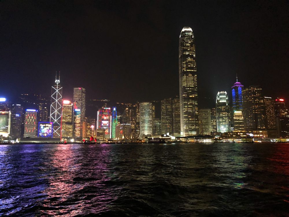 Обои Гонконг, Гавань Виктория, Цим Ша Цуй звездный паромный причал, достопримечательность, ночь в разрешении 4032x3024