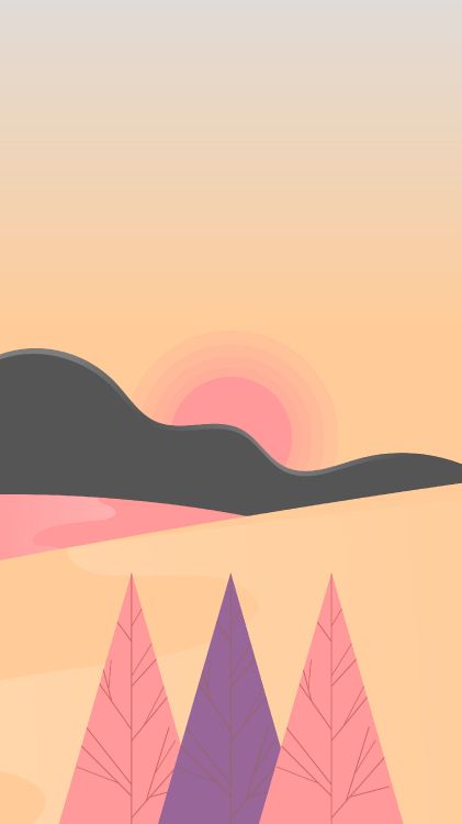 Обои иллюстрация, пейзажи гор, закат, Оранжевый цвет, графика в разрешении 2160x3840