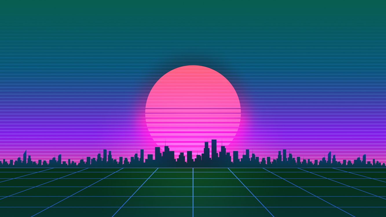 Обои Киберпанк, Ретровейв, Synthwave, окружающая среда, пурпур в разрешении 3840x2160