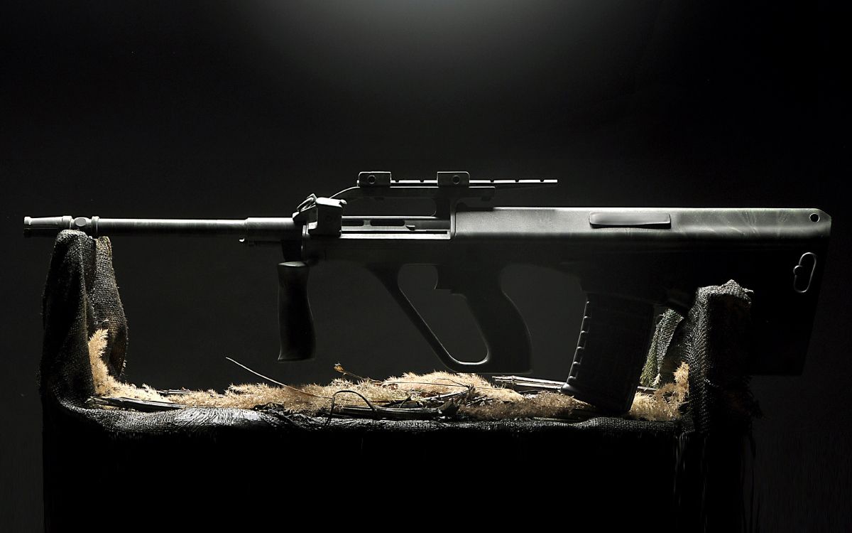 Обои штейр ауг, орудие, черный, оружие, винтовка в разрешении 3840x2400